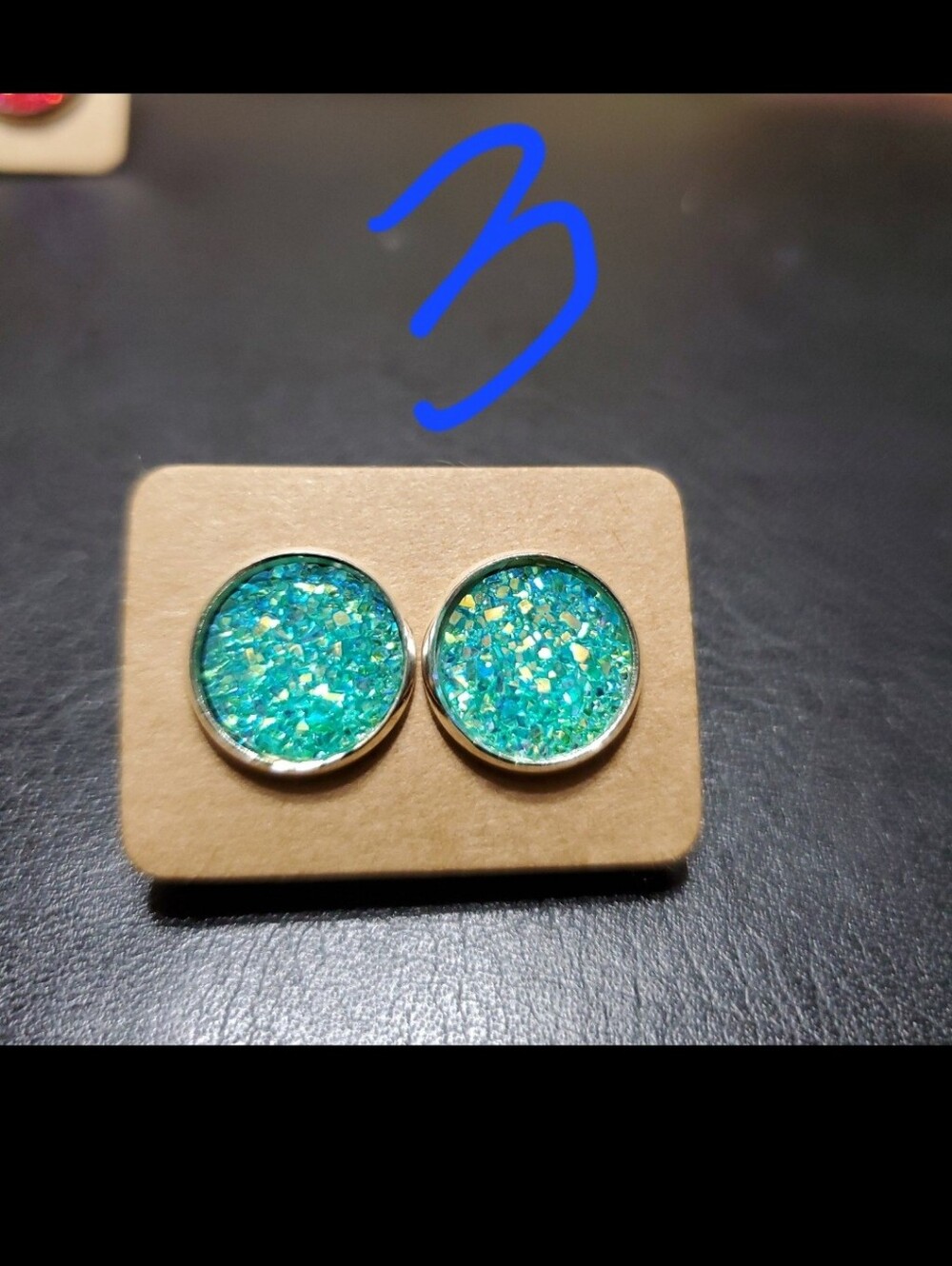 Women's Druzy Post Earrings - Picture 6 of 11